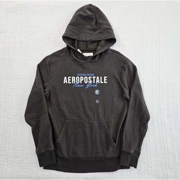 NWT Aeropostale Logo Hoodie Men's Small Grey Kangaroo Pockets NEW Original Blend - Picture 1 of 14